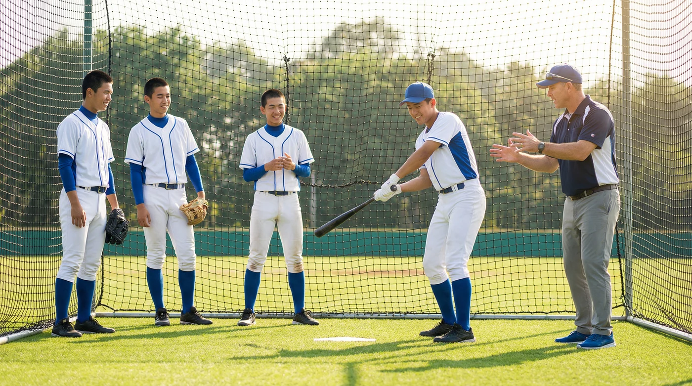 青少年棒球训练营教学现场